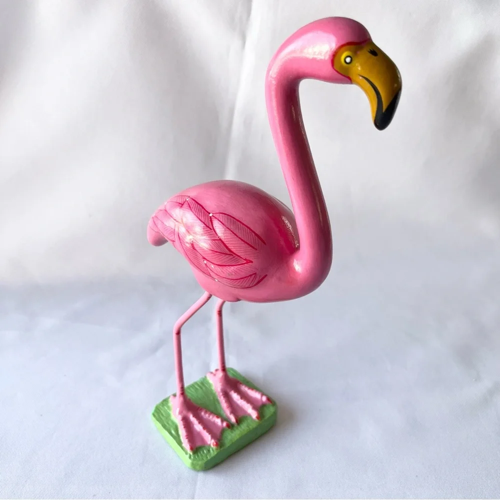 Vintage Pink Flamingo Pottery Statue Figurine Made In Mexico